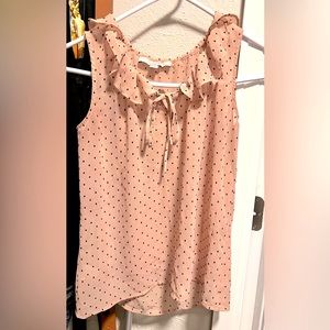 Loft - XSP light pink/peach polka dot sleeveless blouse - EUC